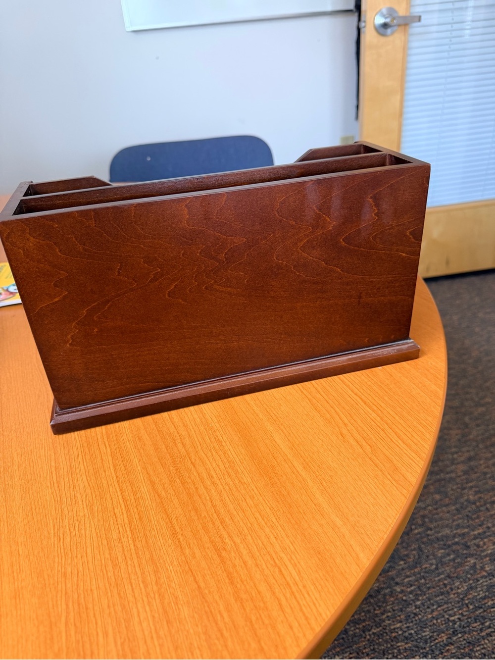 Pottery Barn Brown Wood Desk Organizer with Three Photo Slots - Picture 4 of 10